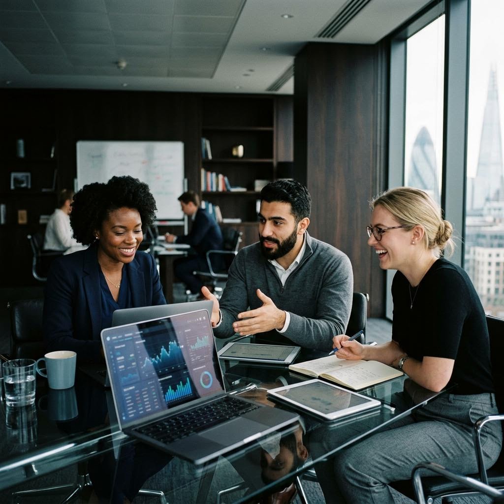 Fintech-Entwicklerteam bei der Modellanalyse